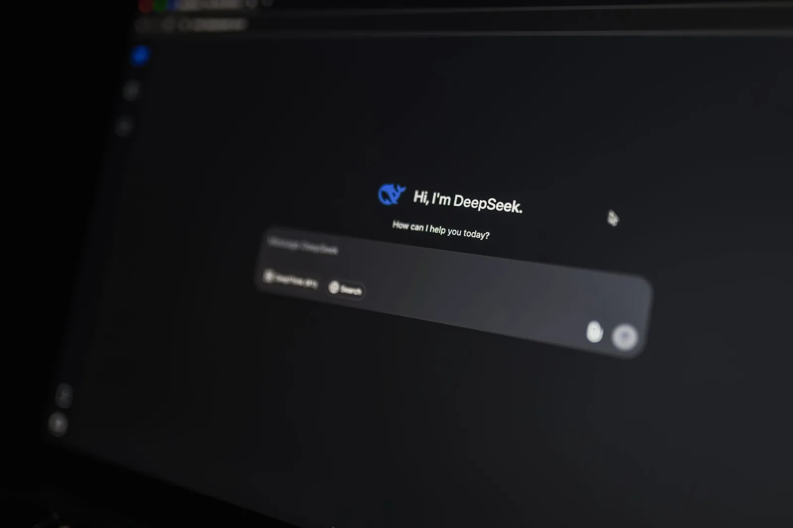 Close-up of an AI-driven chat interface on a computer screen, showcasing modern AI technology.